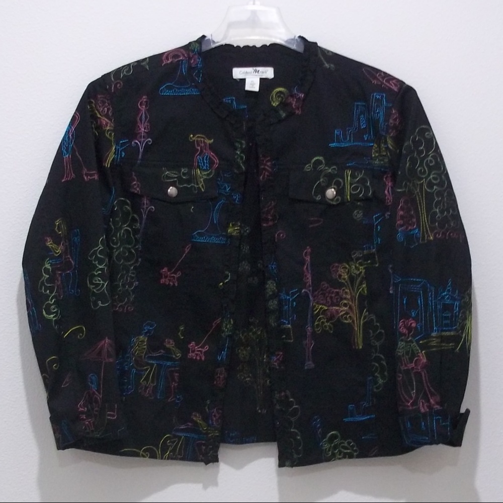 Coldwater Creek Jacket Black w/Embroidery 1827